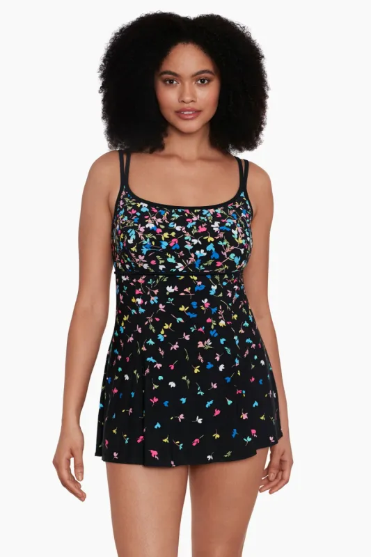 Empire Princess Seam Long Torso Swim Dress Mucho Floral sold by Longitude