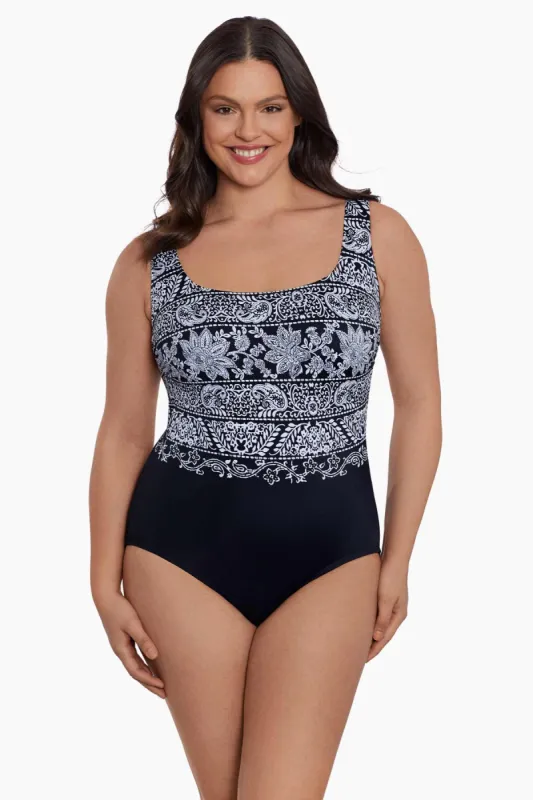 Long Torso X-Back One Piece - Night Seas sold by Longitude