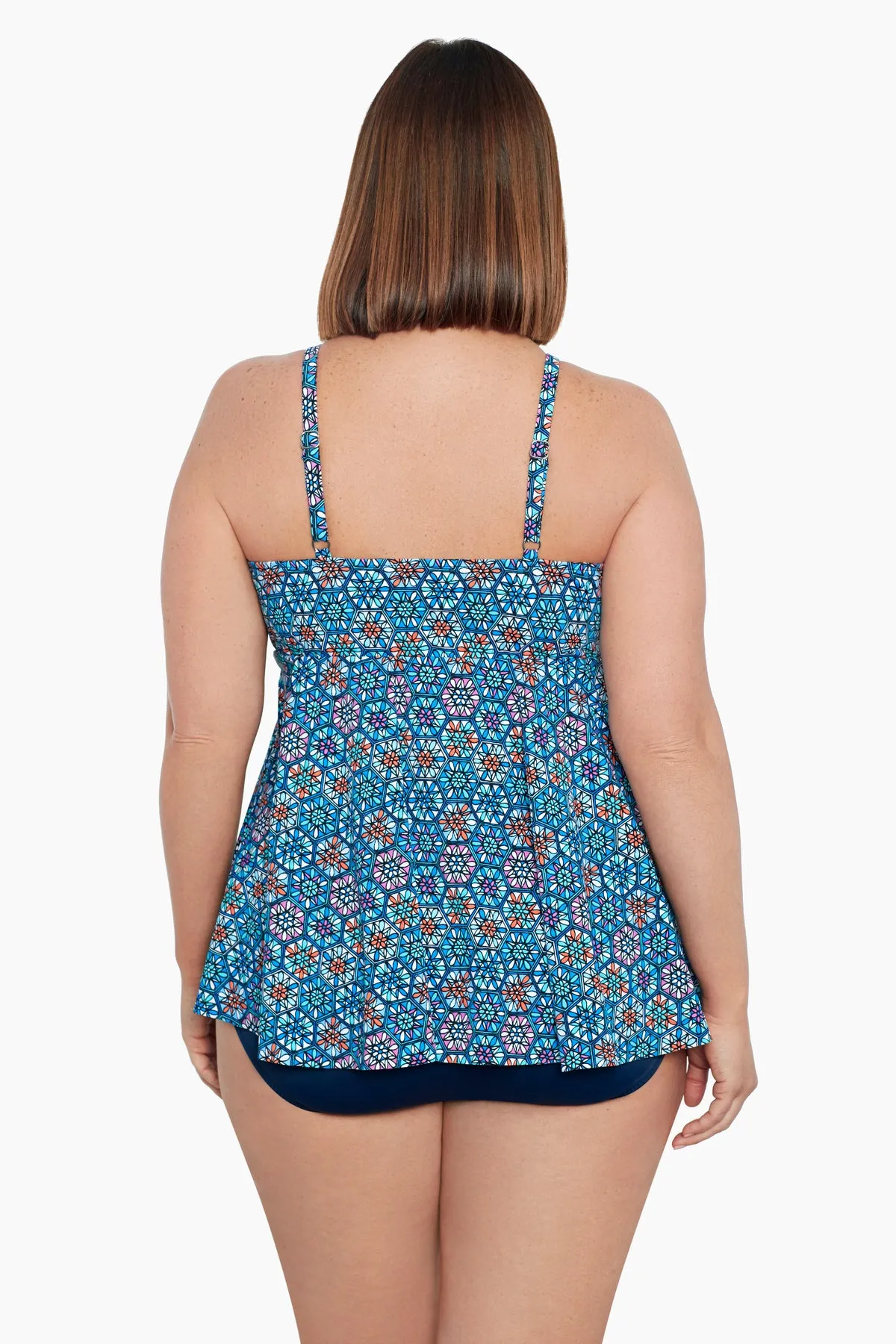 Plus Size V-Neck Tankini Top - Tile Play sold by Longitude product image thumbnail 3