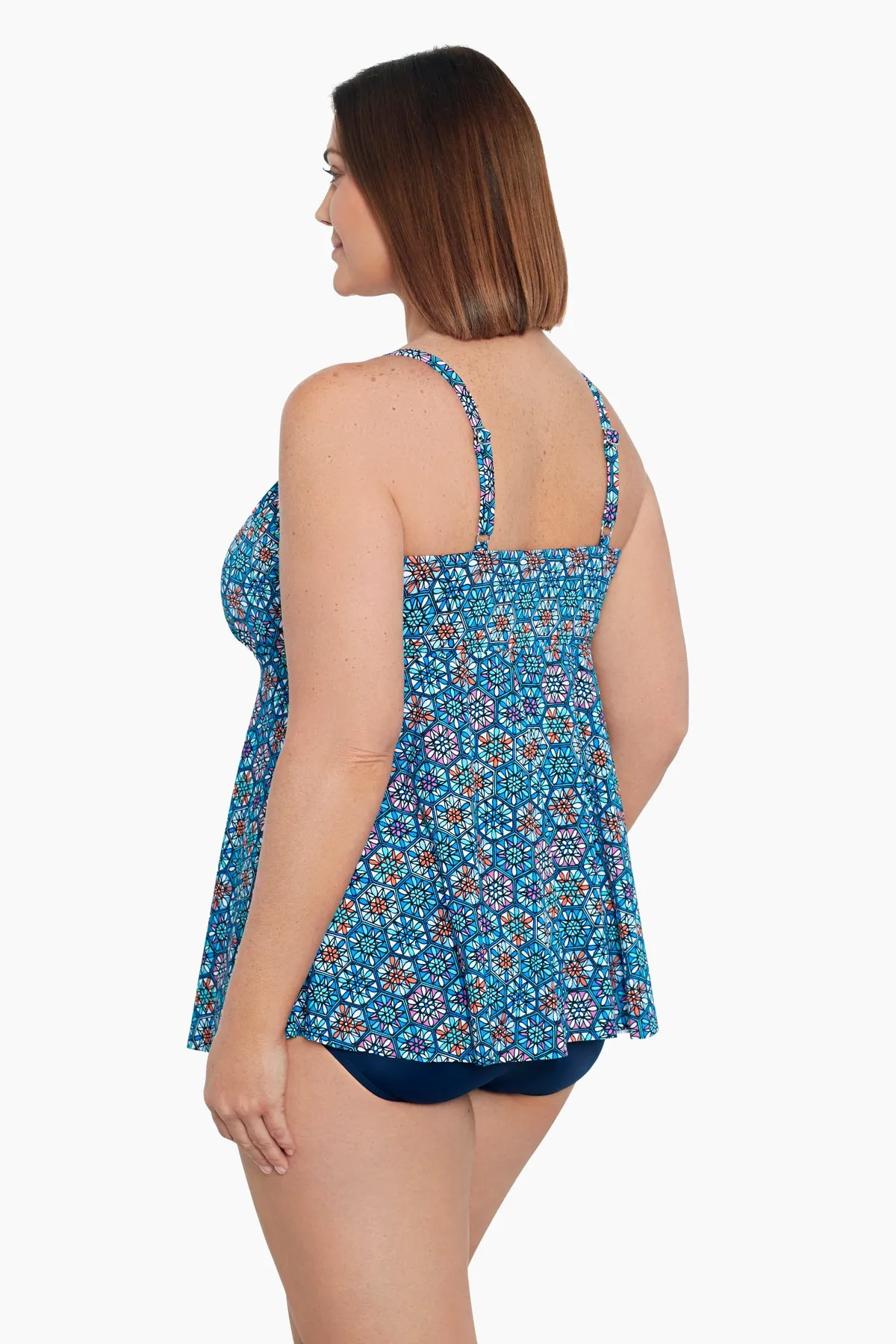 Plus Size V-Neck Tankini Top - Tile Play sold by Longitude product image thumbnail 2