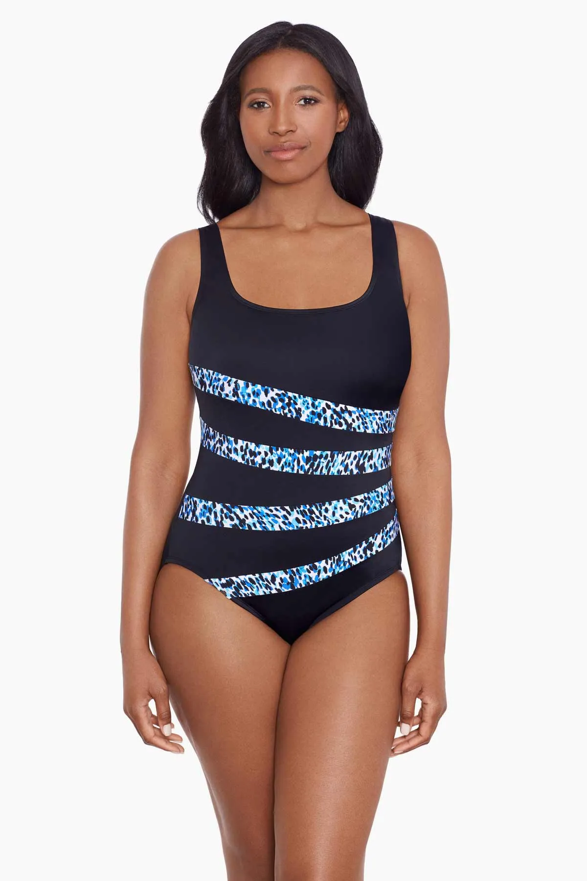 Long Torso Fan Tank One Piece - Spotty Skin sold by Longitude