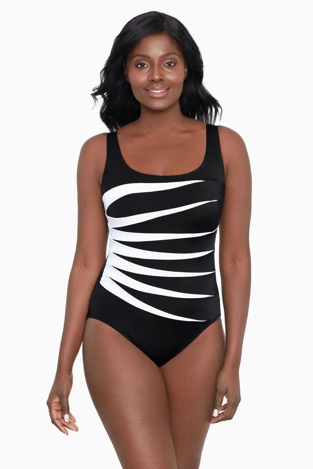 Fan Tank Long Torso One Piece Swimsuit Colorblock sold by Longitude product image thumbnail 4