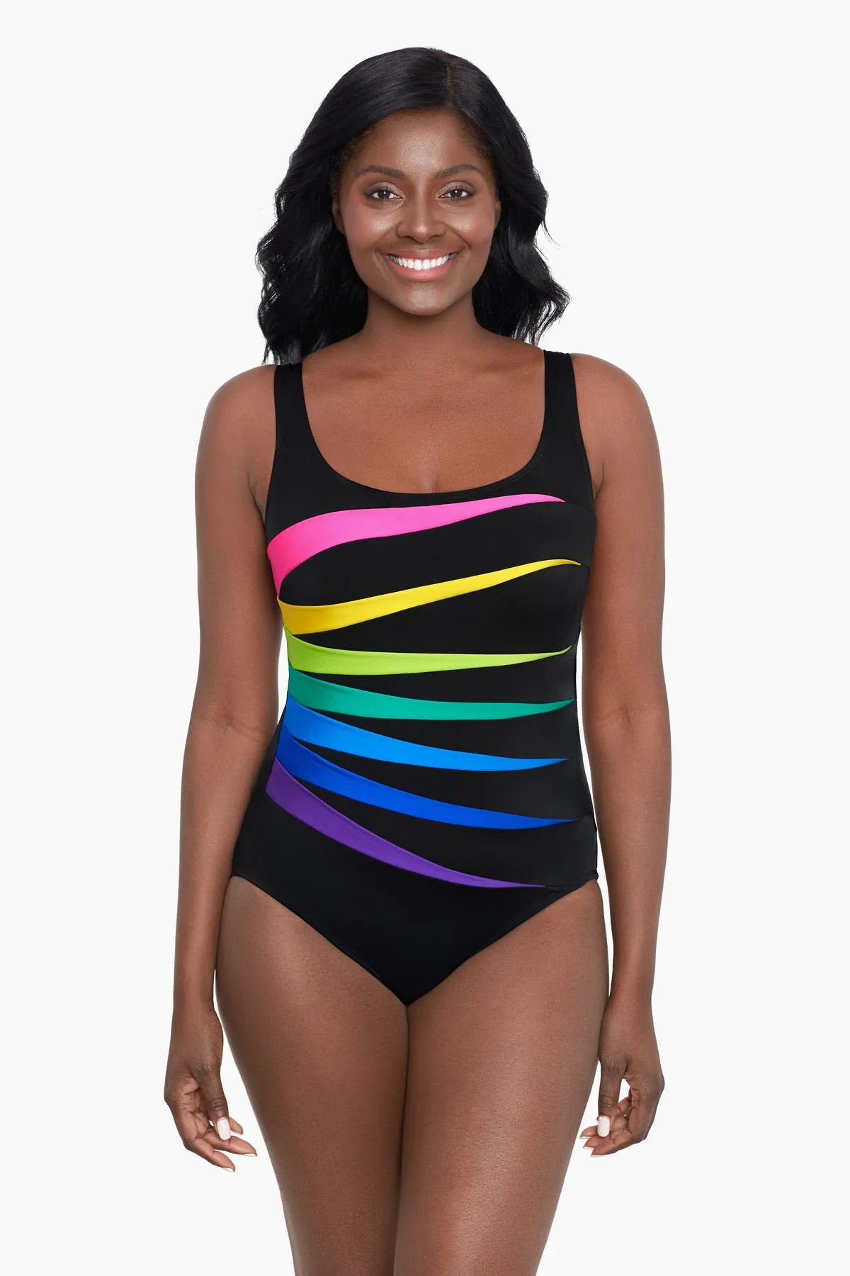 Fan Tank Long Torso One Piece Swimsuit Colorblock sold by Longitude