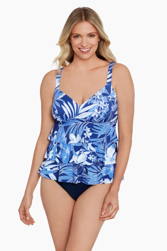 Triple Tier Tankini Top In My Blues sold by Longitude