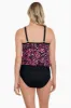 High Neck Blouson Tankini Top W/ Mesh Inserts - Abstract Dot sold by Longitude