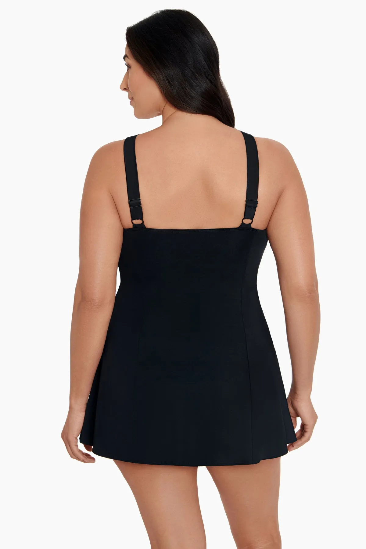 Long Torso Crossover Princess Seam Swim Dress - Private Party Black/White sold by Longitude product image thumbnail 3