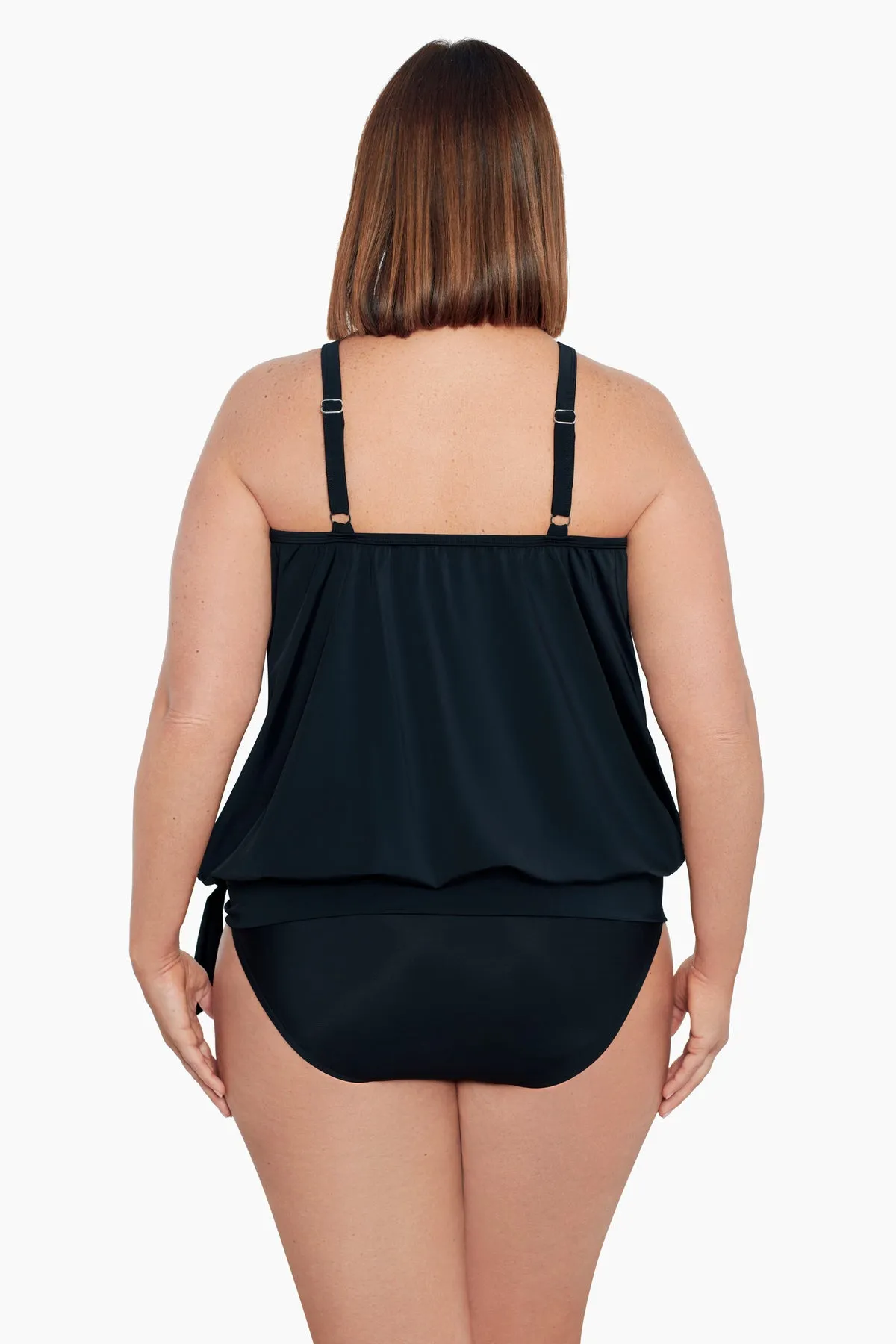 Plus Size High Neck Blouson Tankini Top W/ Mesh Inserts - Meshed Up sold by Longitude product image thumbnail 3