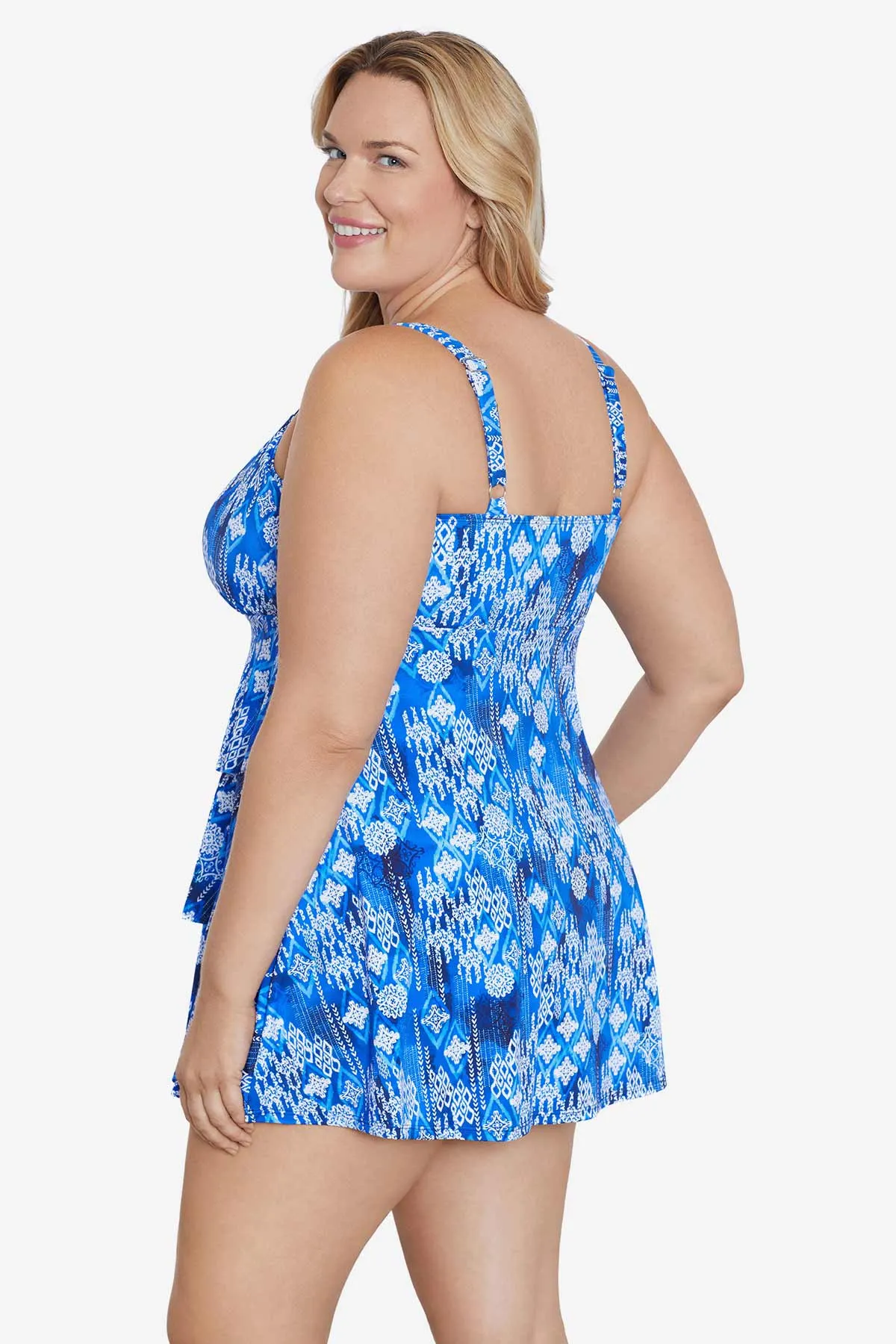 Magic Carpet Plus Size Triple Tier Swim Dress sold by Longitude product image thumbnail 2