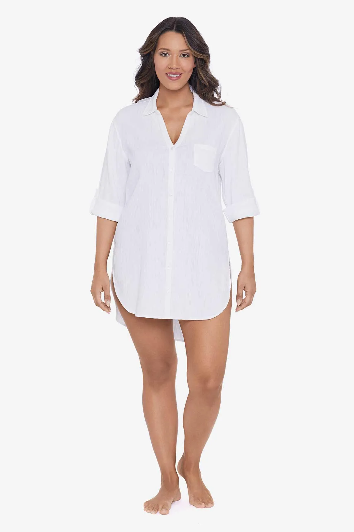 Solid Button Down Beach Shirt sold by Longitude