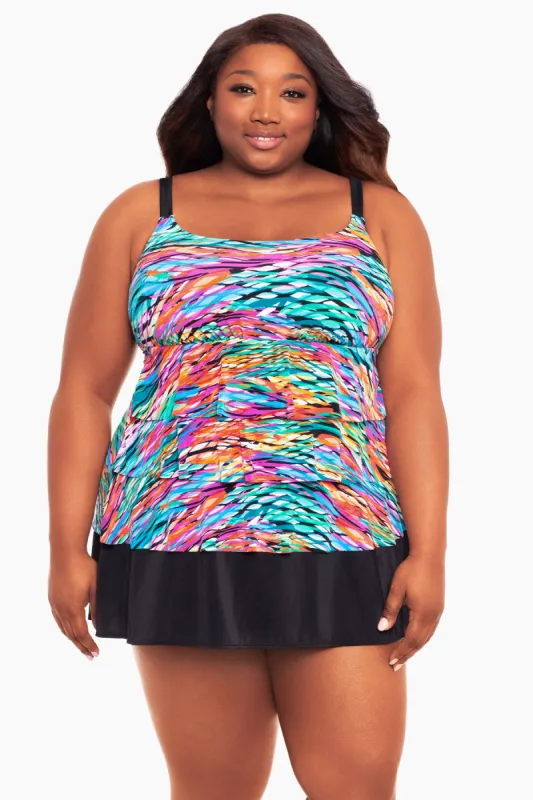 Plus Size Ruffle Faux Long Torso Skirtini W/ Pockets Playing Koi sold by Longitude