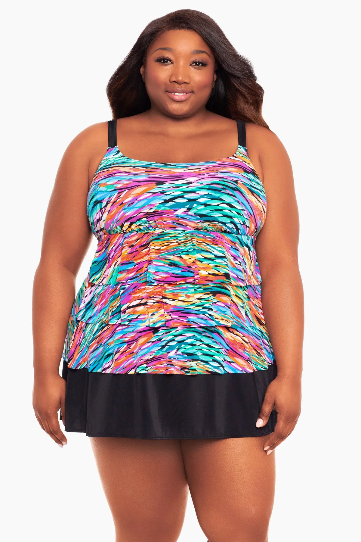 Plus Size Ruffle Faux Long Torso Skirtini W/ Pockets Playing Koi sold by Longitude