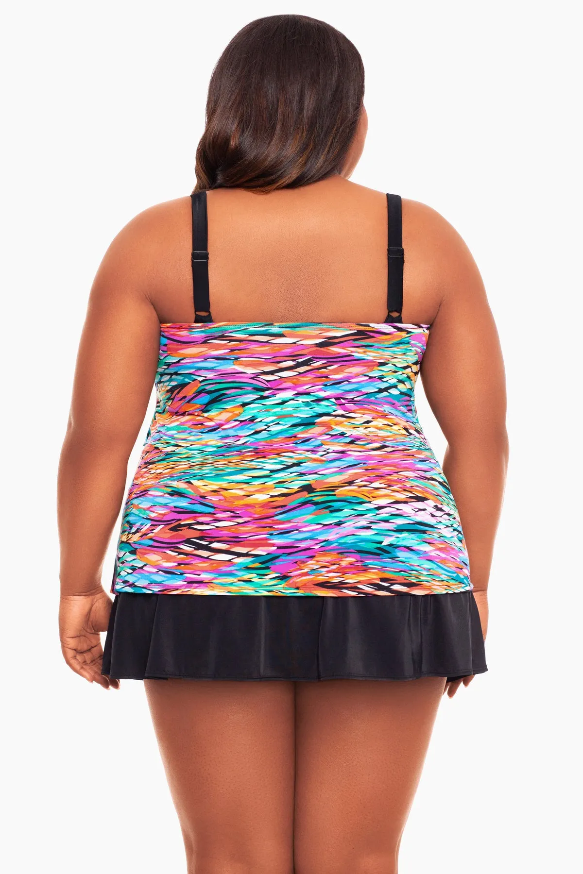 Plus Size Ruffle Faux Long Torso Skirtini W/ Pockets Playing Koi sold by Longitude product image thumbnail 2