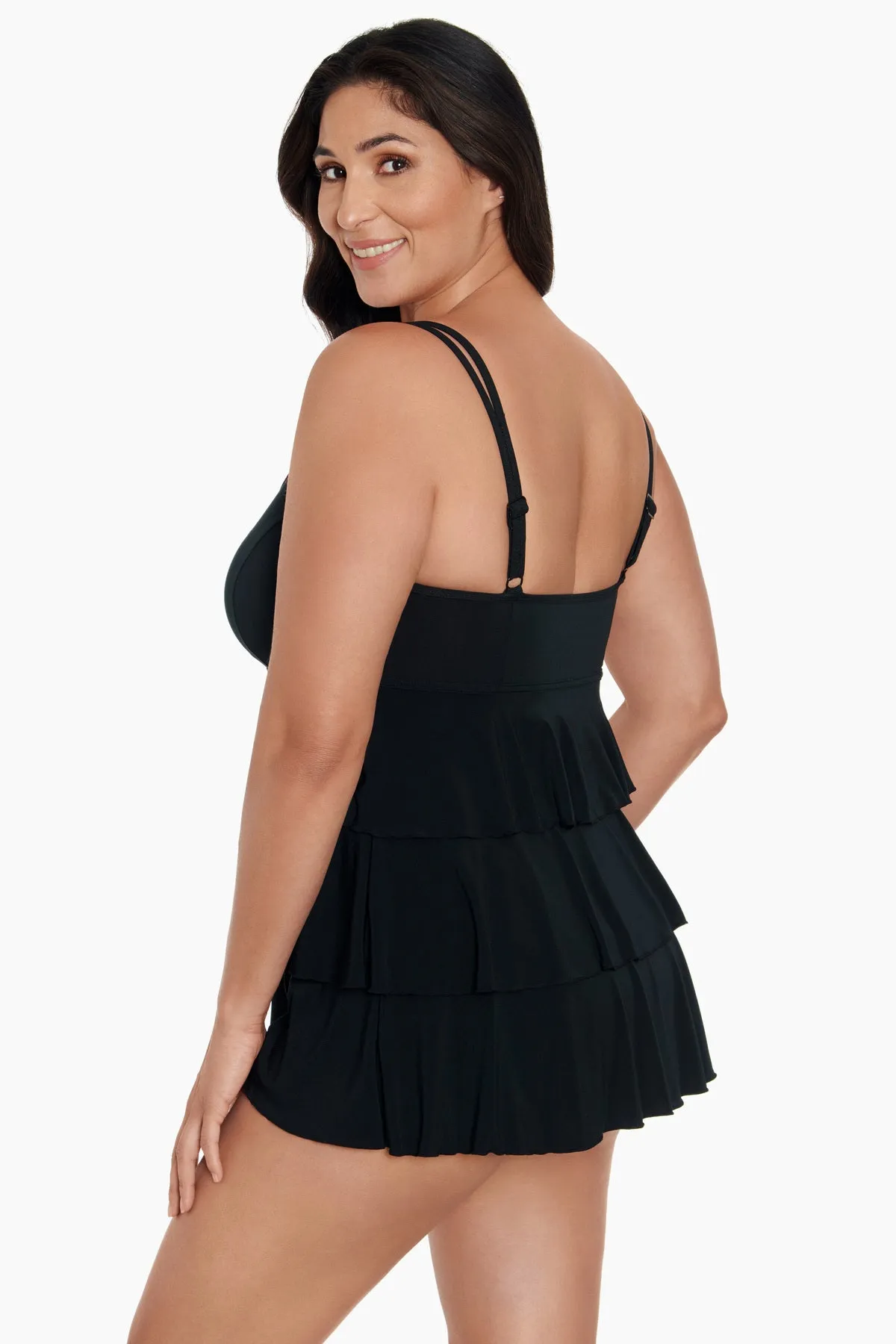 Triple Tier Long Torso Swim Dress Black Tie sold by Longitude product image thumbnail 2