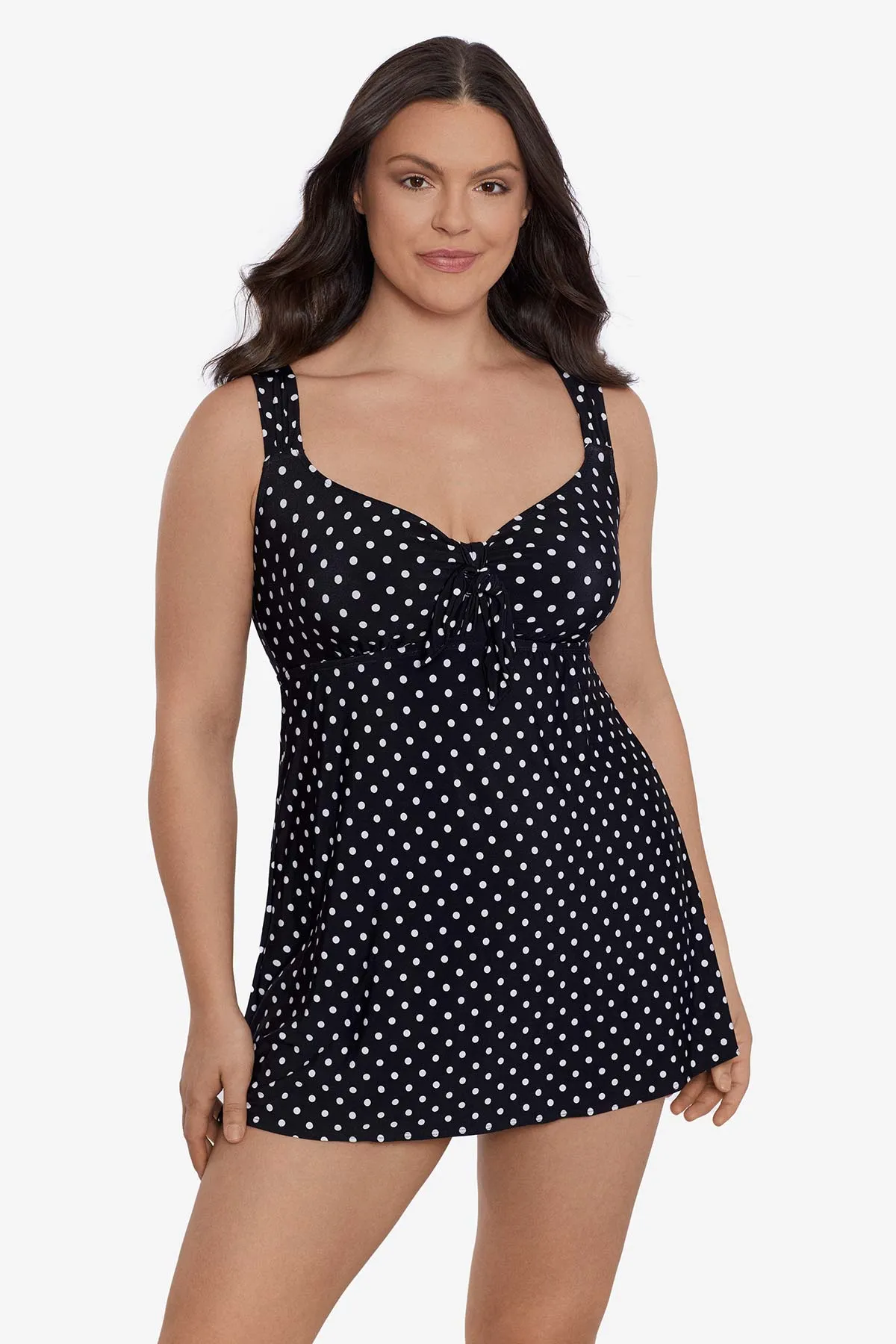 Dot To Dot Long Torso Tie Front Swim Dress sold by Longitude