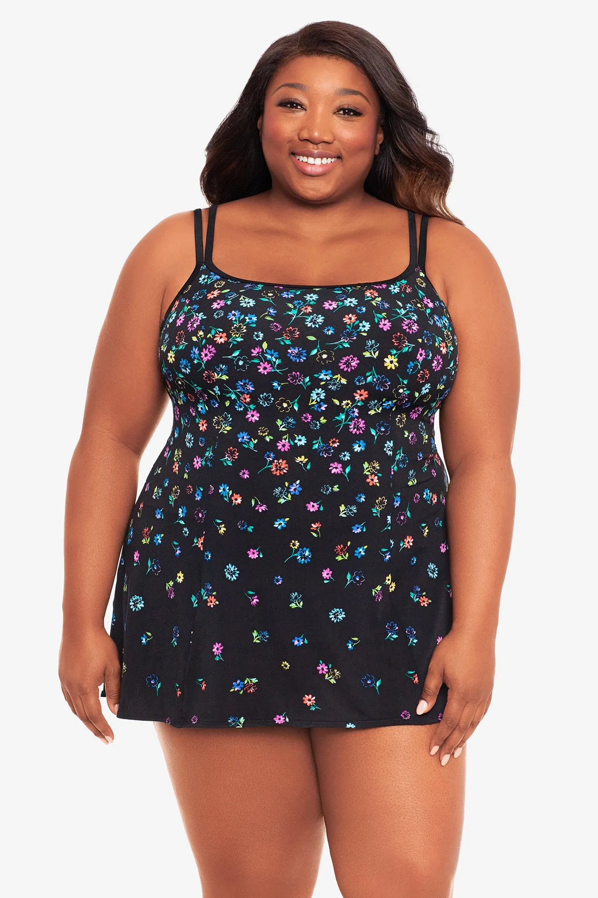 Plus Size Princess Seam Swim Dress Fable Floral sold by Longitude