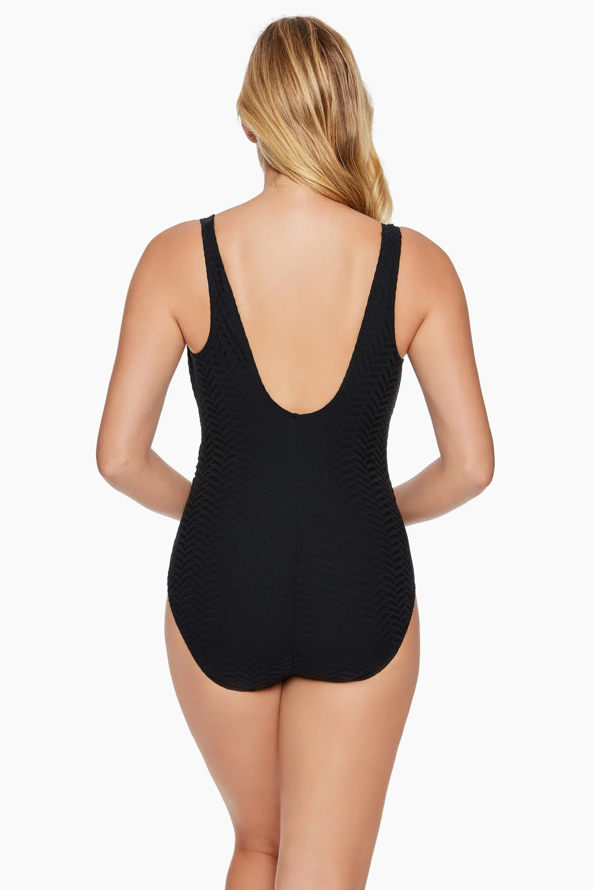 Faux Surplice Tank One Piece Swimsuit Half Moon Texture sold by Longitude product image thumbnail 2
