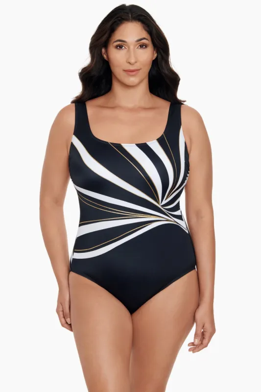 Long Torso Panel Scoopneck One Piece - Dangerous Curves sold by Longitude