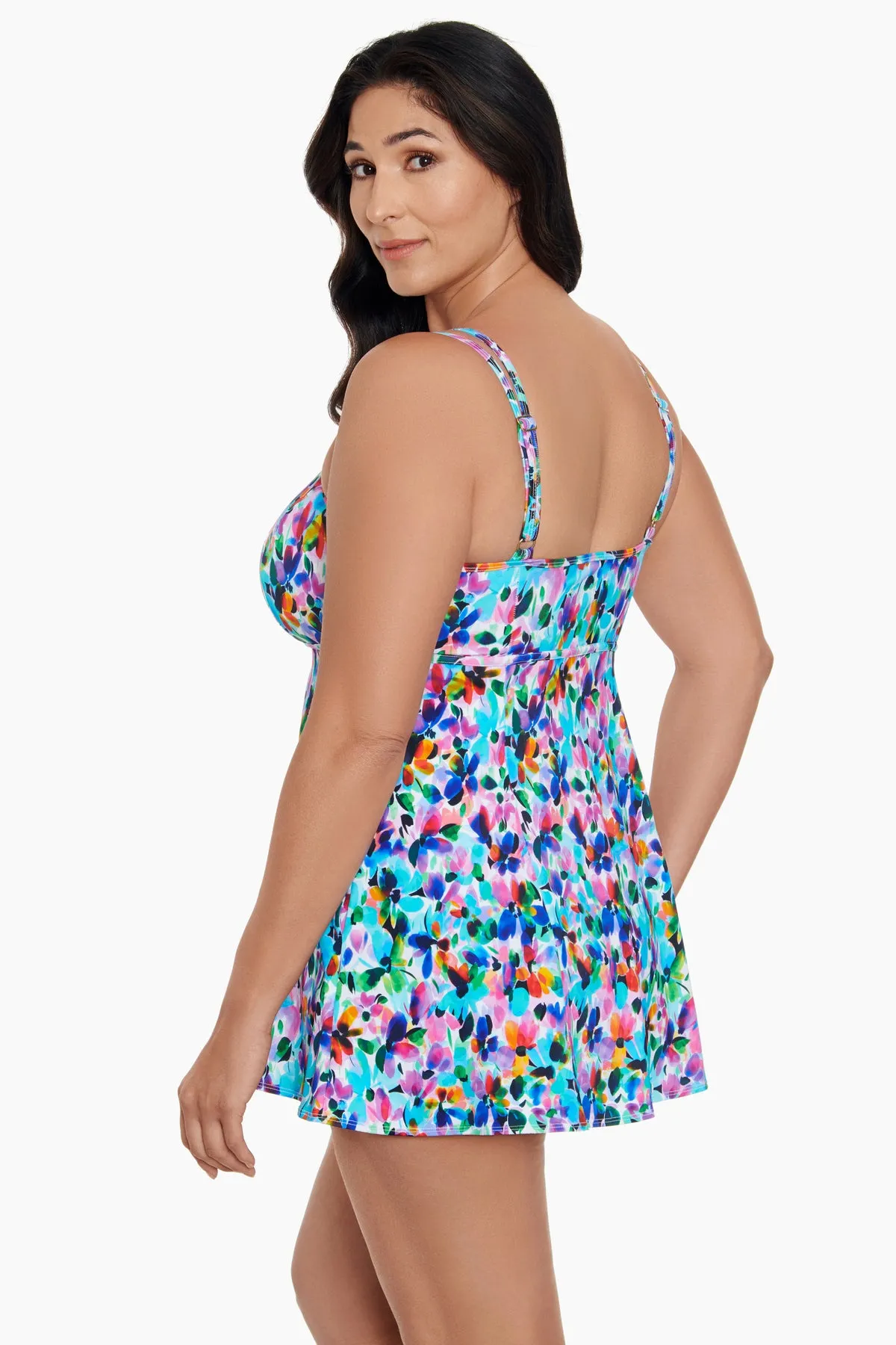 Long Torso Empire Princess Seam Swim Dress - Blooming Bouquet sold by Longitude product image thumbnail 3