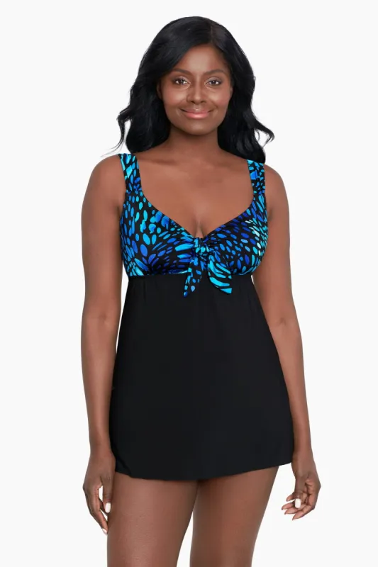 Plus Size Tie Front Swim Dress Sunshower sold by Longitude