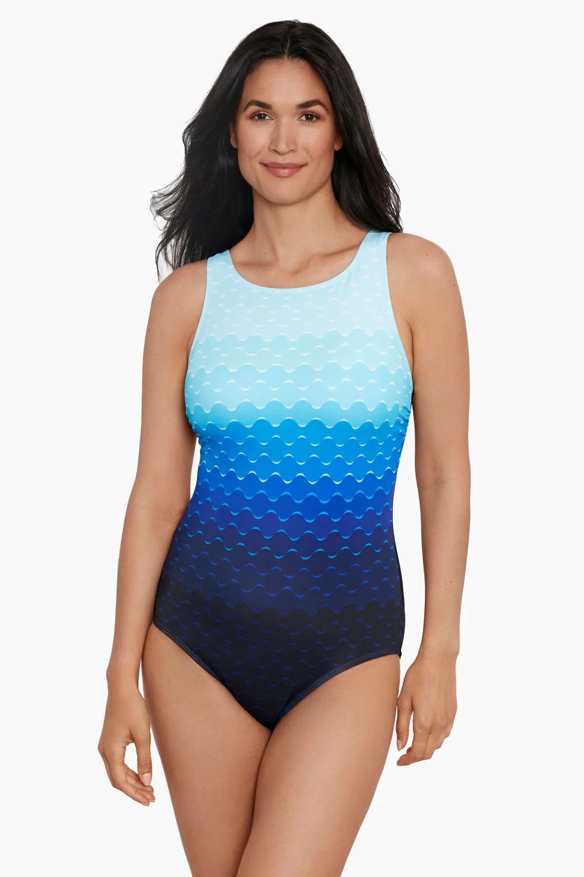 High Neck Tank One Piece - In Dotted Line sold by Longitude