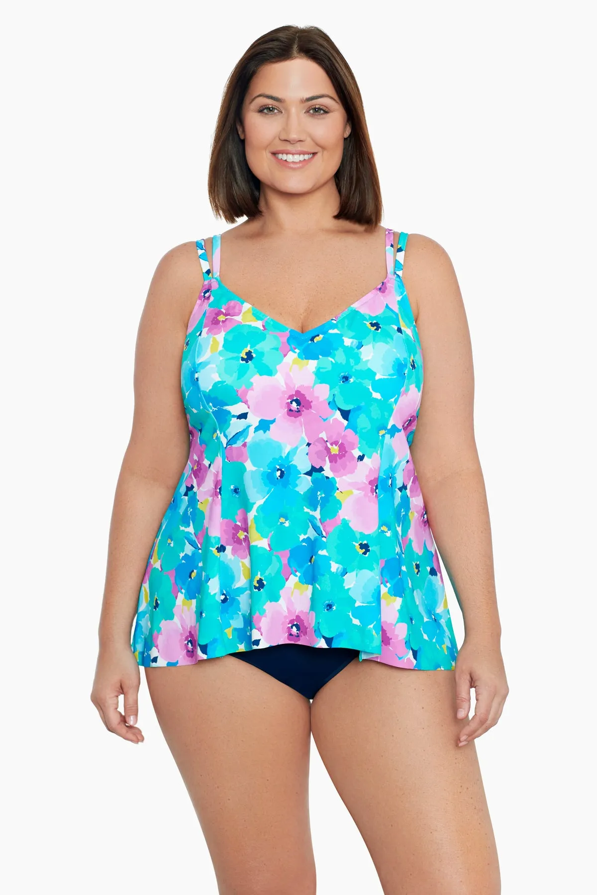 Plus Size Princess Seam Fauxkini - Hidden Garden sold by Longitude