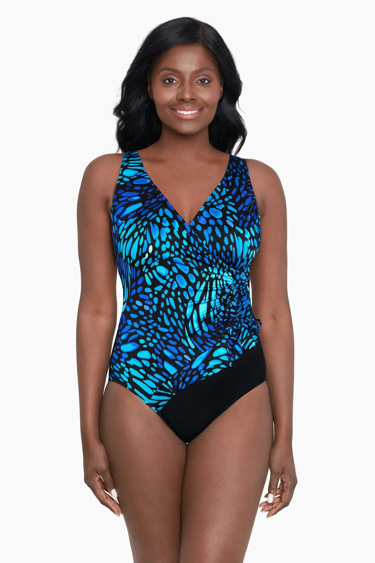 Plus Size Ruffle Surplice Long Torso One Piece Swimsuit Sunshower sold by Longitude