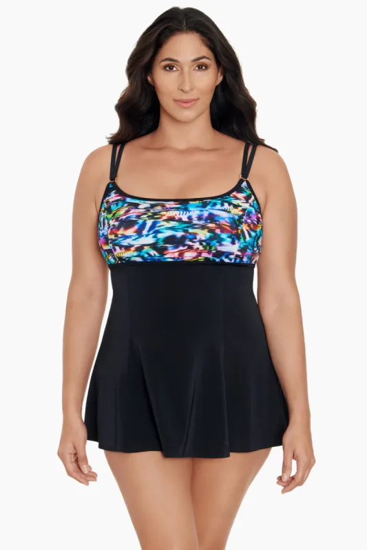Empire Princess Seam Long Torso Swim Dress W/ Hardware Beach Craze sold by Longitude