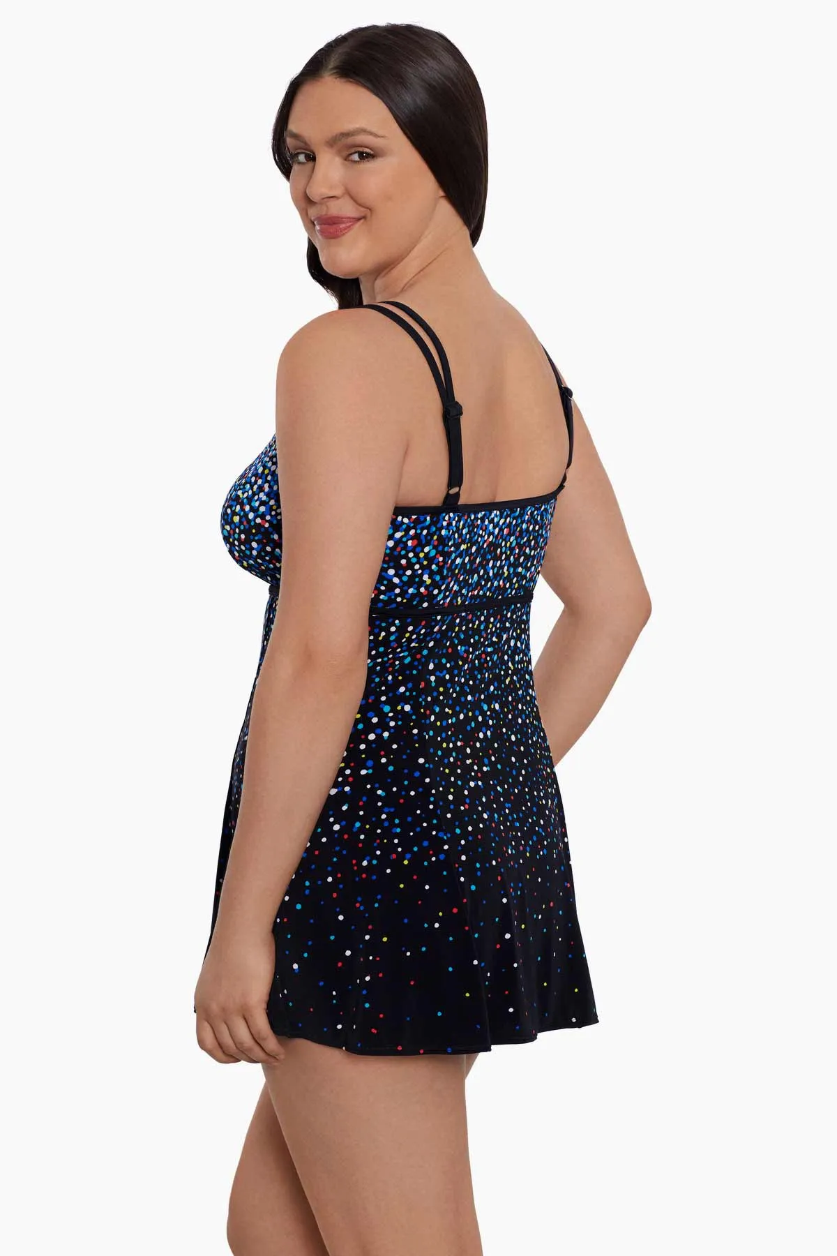 Long Torso Empire Princess Seam Swim Dress - Rainbow Sprinkles sold by Longitude product image thumbnail 2