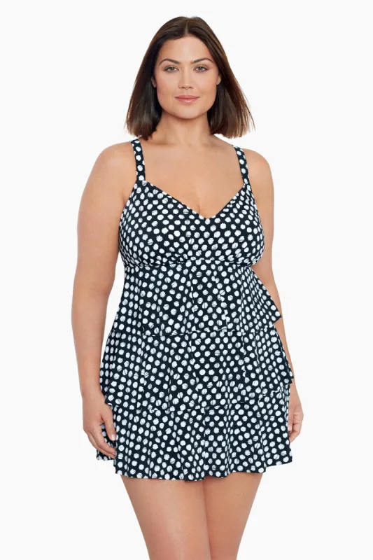 Plus Size Triple Tier Swim Dress - Spots sold by Longitude