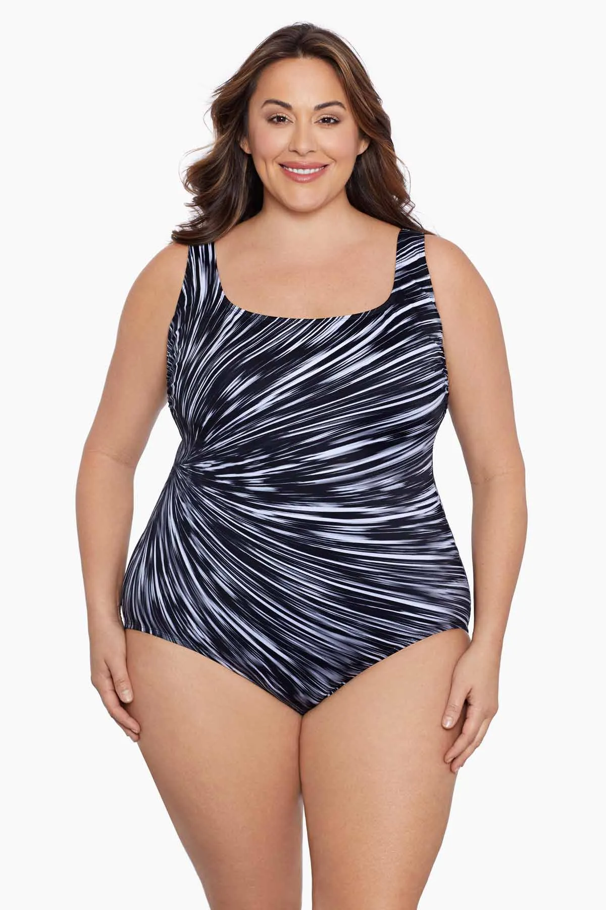 Night Point Plus Size Long Torso Panel Scoopneck One Piece sold by Longitude