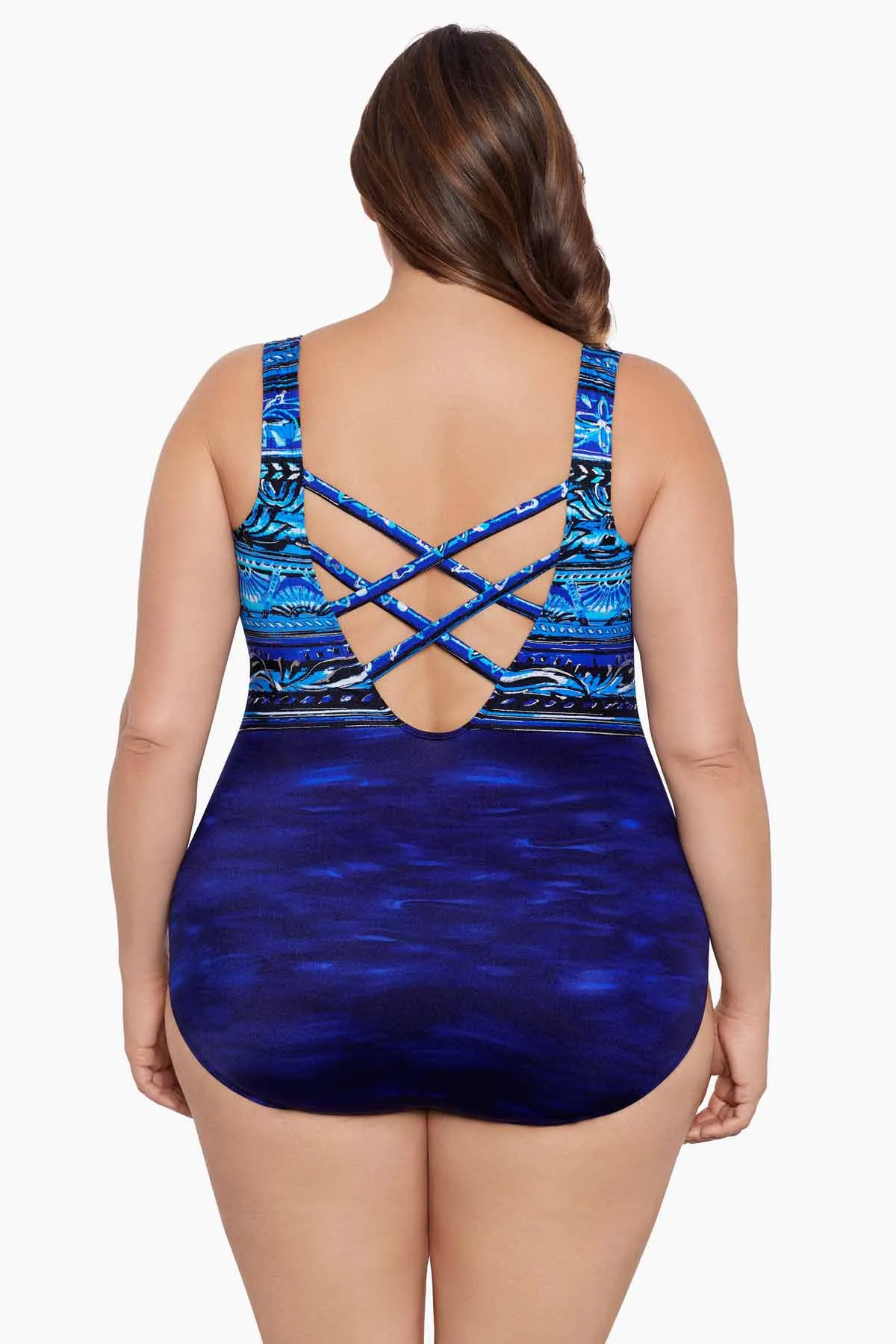 Plus Size Long Torso Double X Back One Piece - Pool Attention sold by Longitude product image thumbnail 3