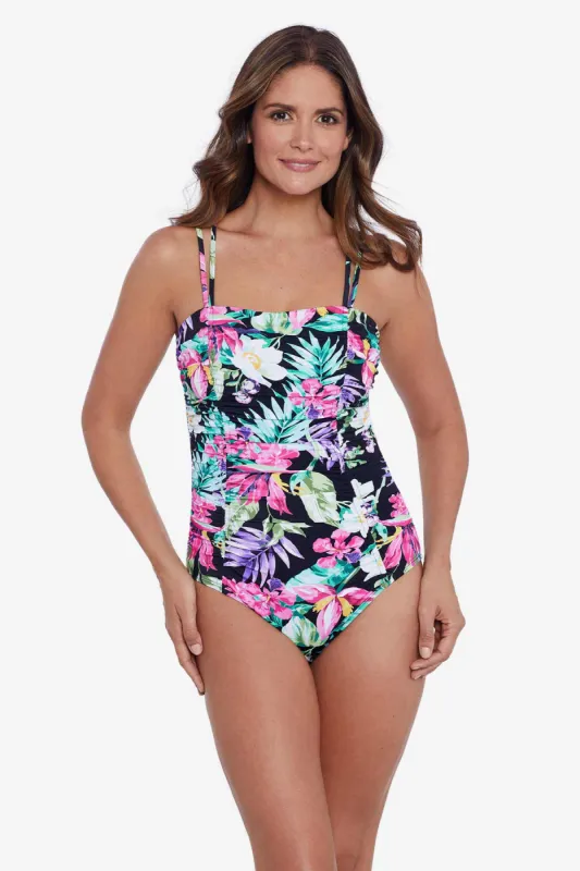 Shirred Double Strap Mio - Mystic Tropic sold by Longitude