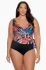 Plus Size Long Torso Side Tie Draped Surplice One Piece - Jungle Boogie sold by Longitude