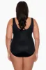 Plus Size Long Torso Side Tie Draped Surplice One Piece - Jungle Boogie sold by Longitude