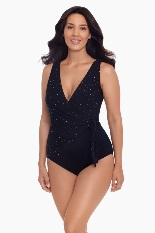 Long Torso Side Tie Wrap Surplice One Piece - Twinkle Twinkle sold by Longitude