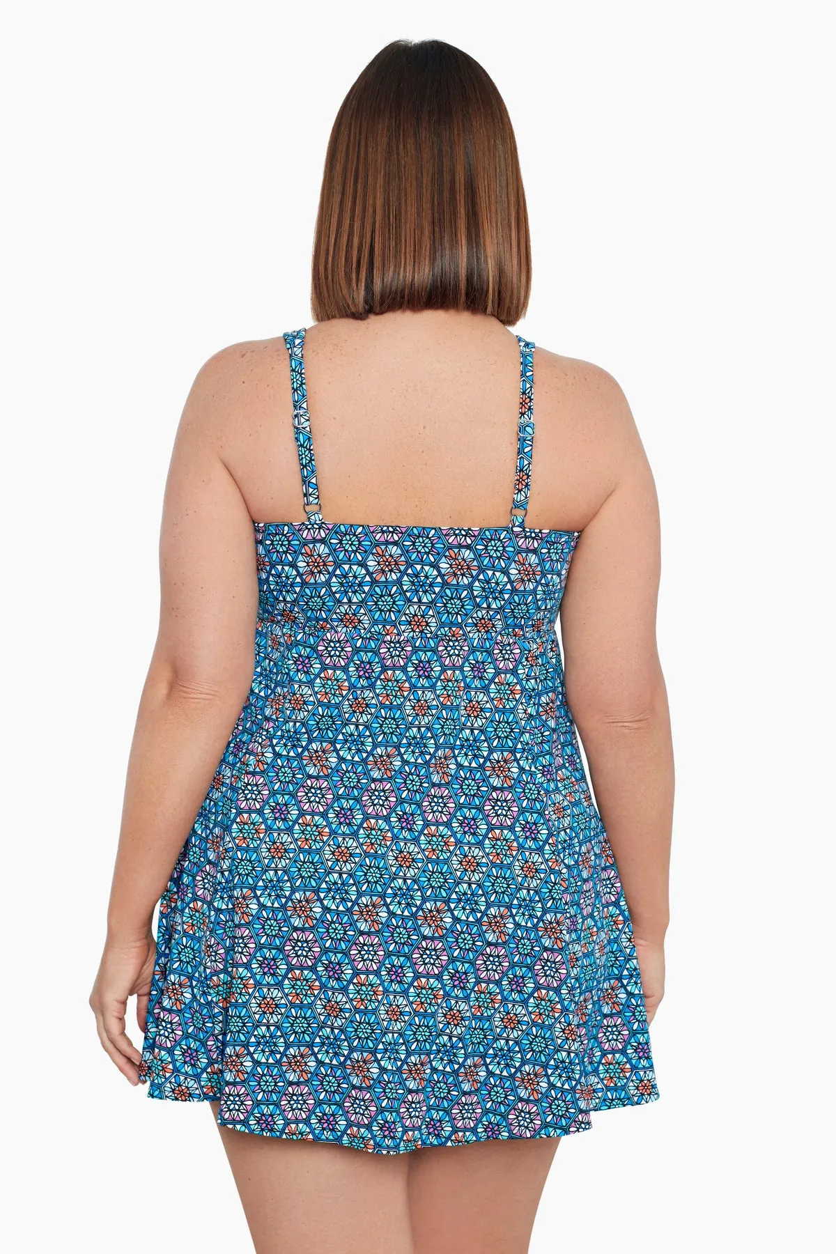 Plus Size Bow Front Swim Dress - Tile Play sold by Longitude product image thumbnail 3