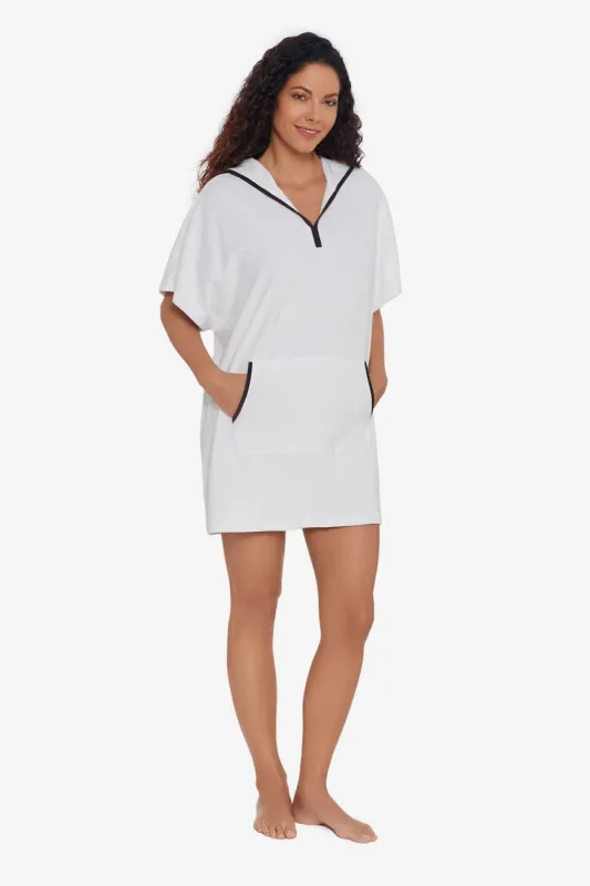 Hooded Pullover Terry Swim Cover Up - White sold by Longitude