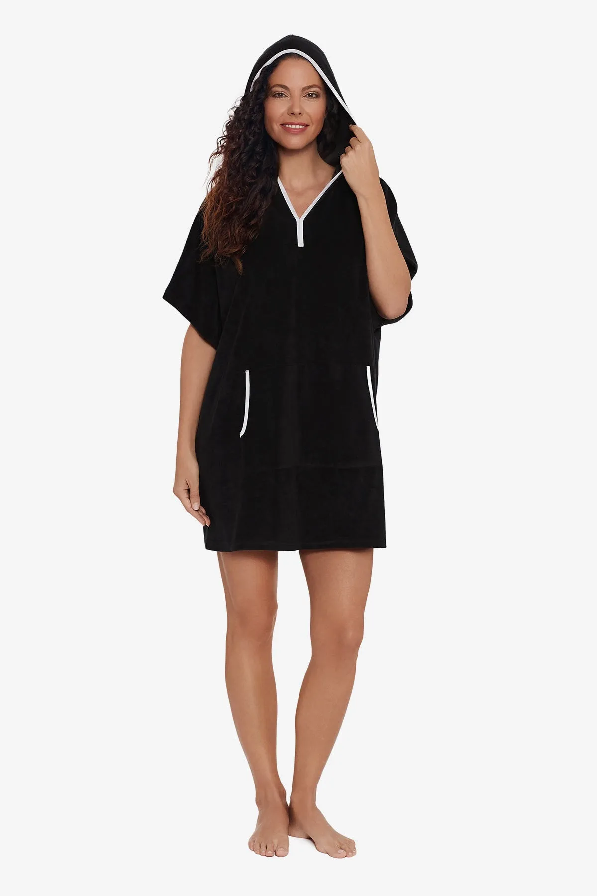 Hooded Pullover Terry Swim Cover Up - Black sold by Longitude product image thumbnail 2