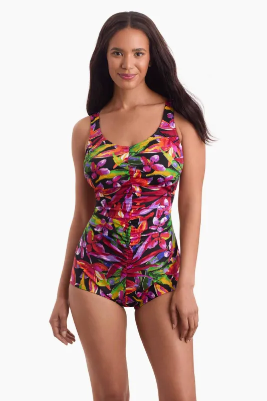 Spa Retreat Shirred Front Girl Leg Tank One Piece - Multi sold by Longitude