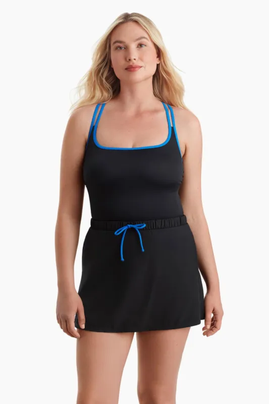 Skirted Runaround One Piece - Blue sold by Longitude