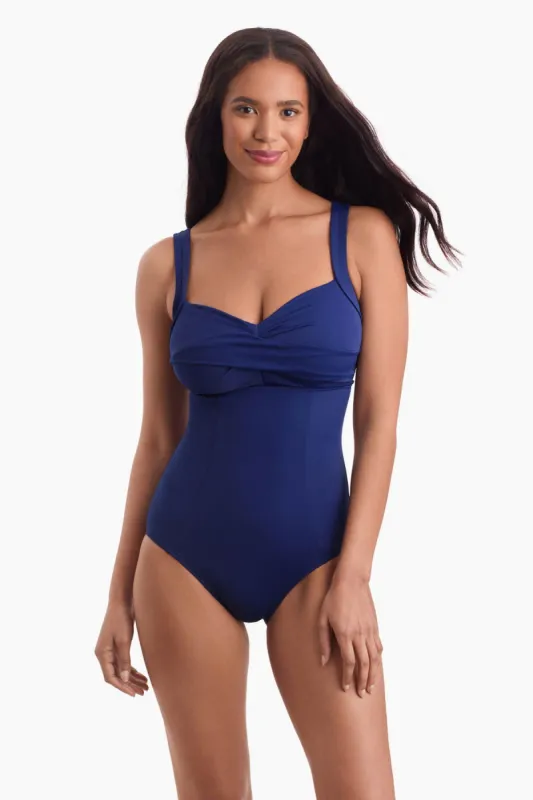 Twist Bra Tank One Piece - Navy sold by Longitude