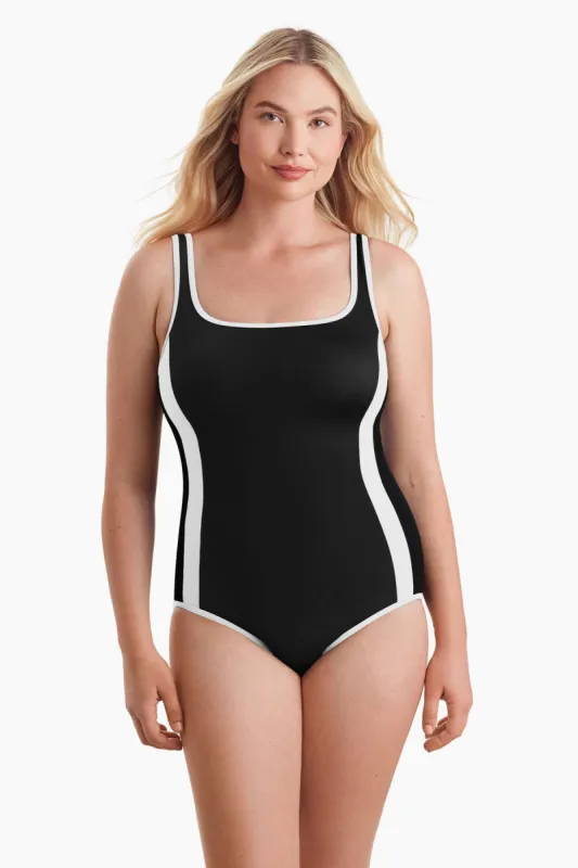 Side Panel Tank One Piece - Black/White sold by Longitude