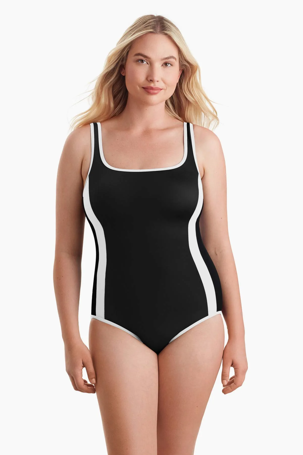 Side Panel Tank One Piece - Black/White sold by Longitude