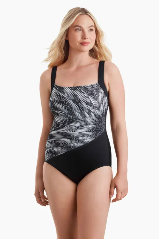 Squareneck Illusion Tank One Piece - Side Fusion sold by Longitude