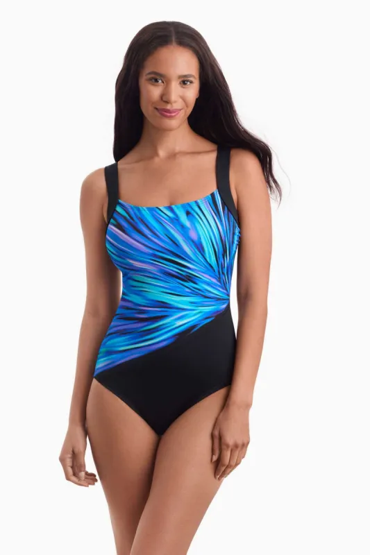 Squareneck Illusion Tank One Piece - Nightparty Blue Green sold by Longitude