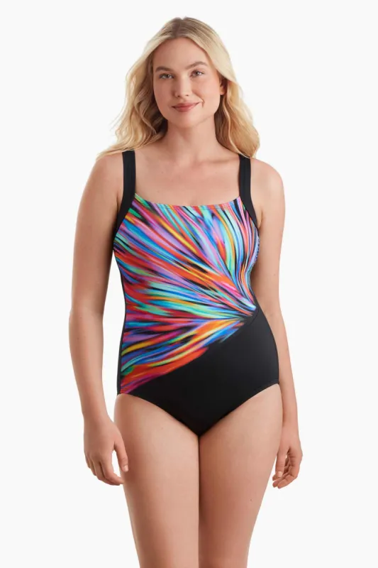 Squareneck Illusion Tank One Piece - Nightparty Multi sold by Longitude