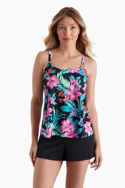 Asymmetrical Flounce Tankini Top - Island Hopping sold by Longitude