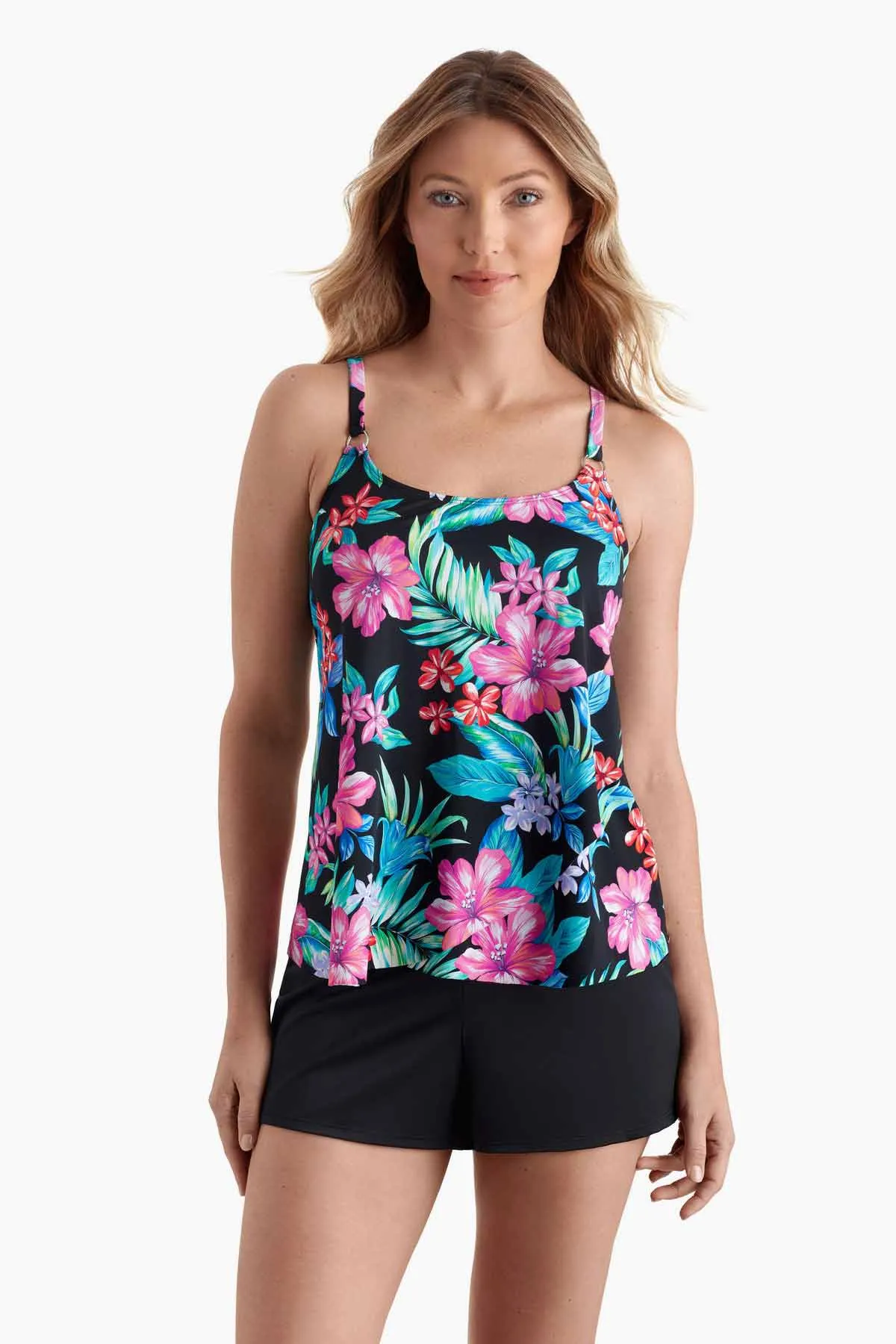 Asymmetrical Flounce Tankini Top - Island Hopping sold by Longitude