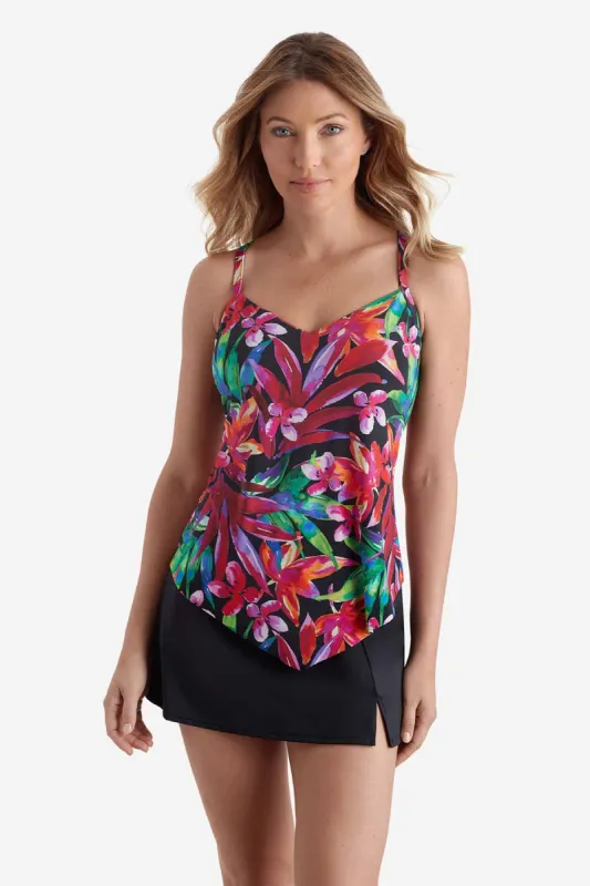 V-Neck Handkerchief Hem Tankini Top - Secret Jungle sold by Longitude