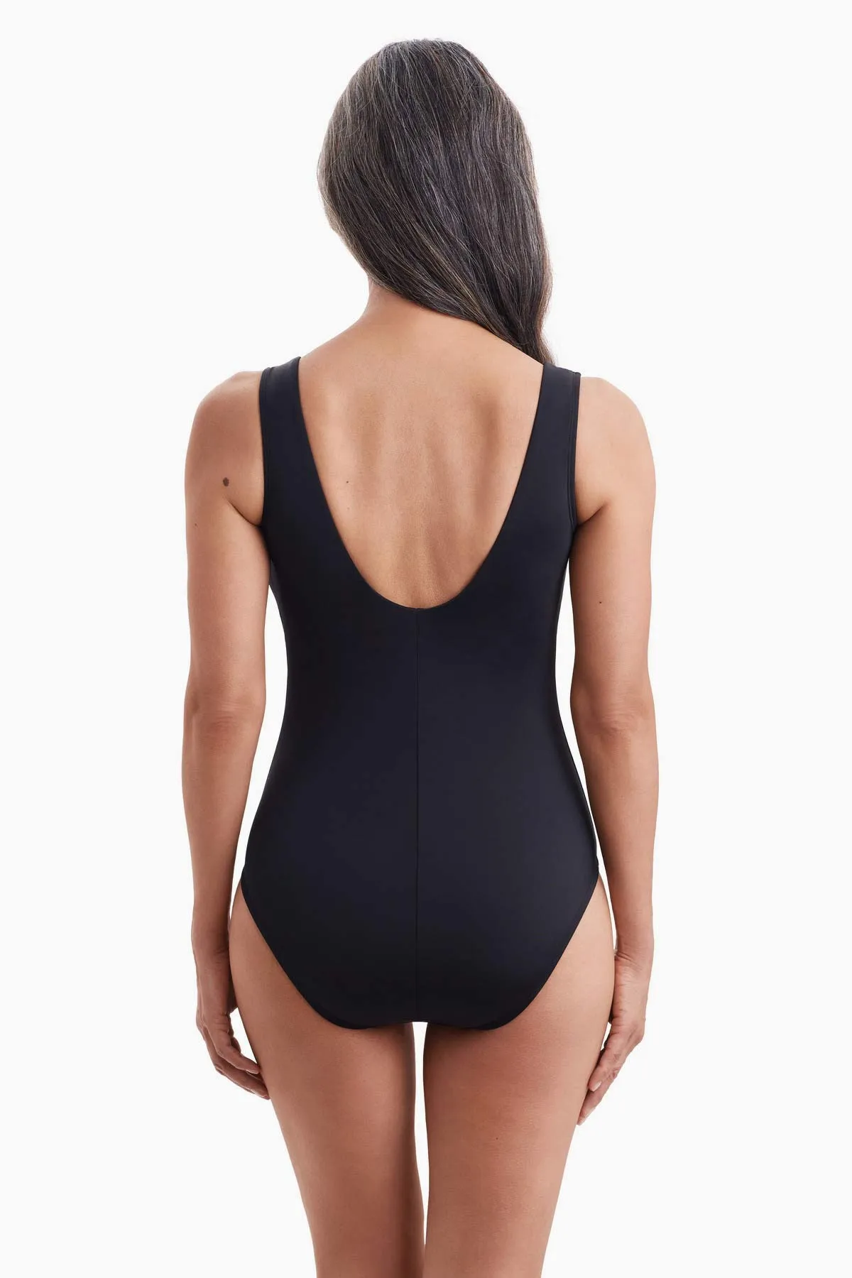 Square Neck Princess Seam One Piece - Black sold by Longitude product image thumbnail 3